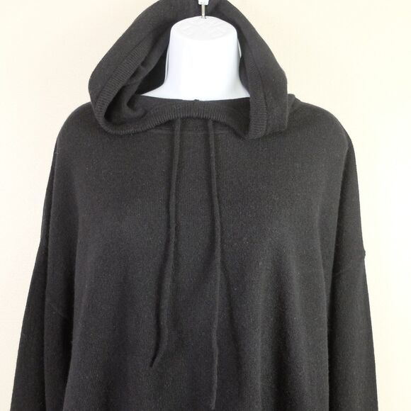 AQUA Black 100% Cashmere Drop Shoulder Hoodie Size Large NWT - Picture 6 of 9